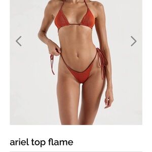 Oneone Ariel String Bikini, NWT, Size Small, color is Flame. Bottom is a “Full”